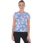 Watercolor Violets Short Sleeve Sports Top 