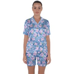 Satin Short Sleeve Pajamas Set 