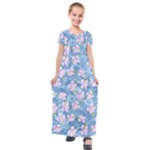 Watercolor Violets Kids  Short Sleeve Maxi Dress