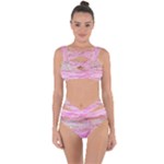 Pink Abstract Stripes Bandaged Up Bikini Set 