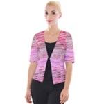 Pink Abstract Stripes Cropped Button Cardigan