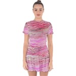 Pink Abstract Stripes Drop Hem Mini Chiffon Dress