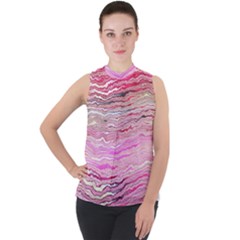 Mock Neck Chiffon Sleeveless Top 