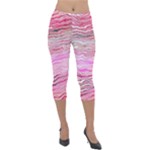Pink Abstract Stripes Lightweight Velour Capri Leggings 