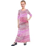 Pink Abstract Stripes Kids  Quarter Sleeve Maxi Dress