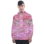 Pink Abstract Stripes Men s Front Pocket Pullover Windbreaker