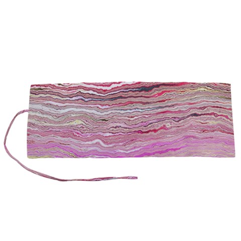 Pink Abstract Stripes Roll Up Canvas Pencil Holder (S) from ArtsNow.com