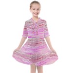 Pink Abstract Stripes Kids  All Frills Chiffon Dress