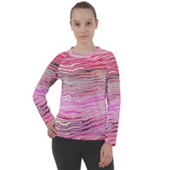 Pink Abstract Stripes Women s Long Sleeve Raglan Tee from ArtsNow.com