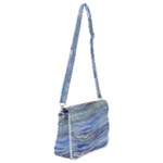 Blue Abstract Stripes Shoulder Bag with Back Zipper