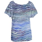 Blue Abstract Stripes Women s Oversized Tee