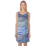 Blue Abstract Stripes Sleeveless Satin Nightdress