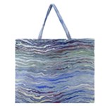 Blue Abstract Stripes Zipper Large Tote Bag