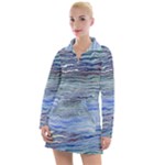 Blue Abstract Stripes Women s Long Sleeve Casual Dress