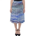 Blue Abstract Stripes Classic Midi Skirt