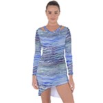 Blue Abstract Stripes Asymmetric Cut-Out Shift Dress