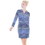 Blue Abstract Stripes Button Long Sleeve Dress