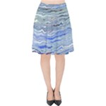 Blue Abstract Stripes Velvet High Waist Skirt