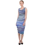 Blue Abstract Stripes Sleeveless Pencil Dress