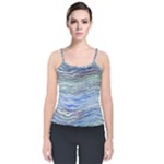 Blue Abstract Stripes Velvet Spaghetti Strap Top