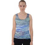 Blue Abstract Stripes Velvet Tank Top