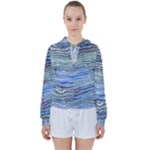 Blue Abstract Stripes Women s Tie Up Sweat