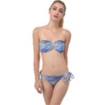 Blue Abstract Stripes Twist Bandeau Bikini Set