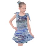 Blue Abstract Stripes Kids  Tie Up Tunic Dress