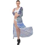 Blue Abstract Stripes Maxi Chiffon Beach Wrap