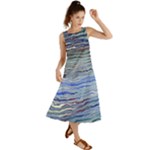 Blue Abstract Stripes Summer Maxi Dress