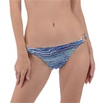 Blue Abstract Stripes Ring Detail Bikini Bottom
