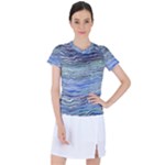Blue Abstract Stripes Women s Sports Top