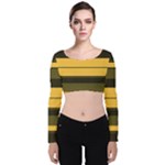 Vintage Yellow Velvet Long Sleeve Crop Top