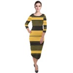 Vintage Yellow Quarter Sleeve Midi Velour Bodycon Dress