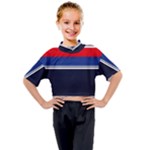 Casual Uniform Stripes Kids Mock Neck Tee