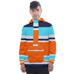 Tri Color Stripes Men s Front Pocket Pullover Windbreaker