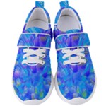 Blue Abstract Floral Paint Brush Strokes Women s Velcro Strap Shoes