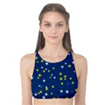 White Yellow Stars on Blue Color Tank Bikini Top