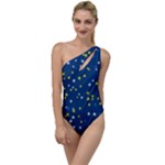 White Yellow Stars on Blue Color To One Side Swimsuit