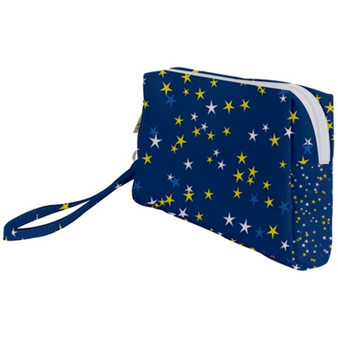 White Yellow Stars on Blue Color Wristlet Pouch Bag (Small) from ArtsNow.com