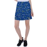 White Yellow Stars on Blue Color Tennis Skirt