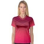 Hot Pink and Wine Color Diamonds V-Neck Sport Mesh Tee