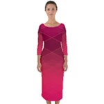 Hot Pink and Wine Color Diamonds Quarter Sleeve Midi Bodycon Dress