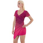 Hot Pink and Wine Color Diamonds Short Sleeve Asymmetric Mini Dress