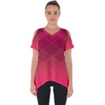 Hot Pink and Wine Color Diamonds Cut Out Side Drop Tee