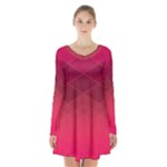 Hot Pink and Wine Color Diamonds Long Sleeve Velvet V-neck Dress