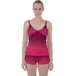 Hot Pink and Wine Color Diamonds Tie Front Two Piece Tankini