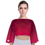 Hot Pink and Wine Color Diamonds Tie Back Butterfly Sleeve Chiffon Top