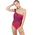 Hot Pink and Wine Color Diamonds Frilly One Shoulder Swimsuit