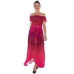 Hot Pink and Wine Color Diamonds Off Shoulder Open Front Chiffon Dress